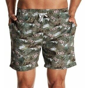 Slate & Stone Floral Swim Trunks 5" Men's Shorts Size XL Cabo Green *